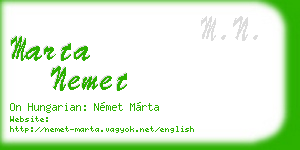 marta nemet business card