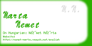 marta nemet business card